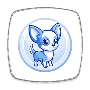 Chihuahua Dog Blue Cute Kawaii Cartoon Clipart Pet - Square fridge magnet - white - Front