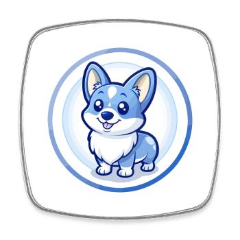 Corgi Dog Blue Kawaii Cartoon Character Clipart - Square fridge magnet - white - Front