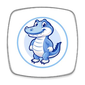 Alligator Blau Kawaii Cartoon Figur Clipart - Viereckiger Kühlschrankmagnet - Weiß - Vorne