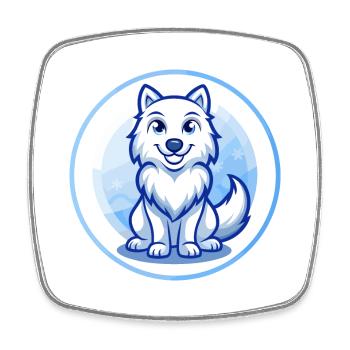 Arktischer Wolf Blau Kawaii Cartoon Charakter Clipart - Viereckiger Kühlschrankmagnet - Weiß - Vorne