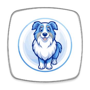 Australian Shepherd Dog Blue Kawaii Cartoon Pet - Square fridge magnet - white - Front