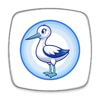 Avocet Blau Kawaii Cartoon Figur Clipart Haustier - Viereckiger Kühlschrankmagnet - Weiß - Vorne