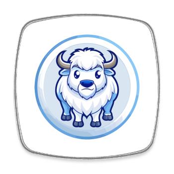 Bison Bleu Kawaii Dessin Animé Personnage Clipart Animal de compagnie - Magnet carré - blanc - Devant