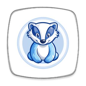 blaireau bleu kawaii dessin animé personnage clipart animal de compagnie - Magnet carré - blanc - Devant