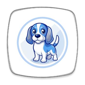 Beagle Dog Blue Kawaii Cartoon Character Clipart - Square fridge magnet - white - Front
