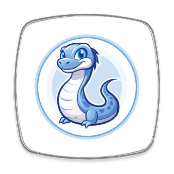 Basilic Bleu Kawaii Dessin Animé Personnage Clipart Animal de compagnie - Magnet carré - blanc - Devant