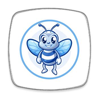 Bee Blue Cute Kawaii Cartoon Character Clipart Pet - Square fridge magnet - white - Front