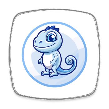 Chameleon Blue Kawaii Cartoon Character Clipart - Square fridge magnet - white - Front