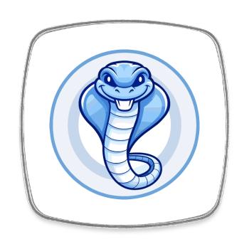 Cobra Blue Kawaii Cartoon Character Clipart Pet - Square fridge magnet - white - Front