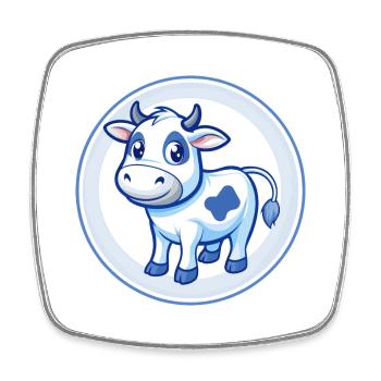 Vache Bleu Mignon Kawaii Dessin Animé Personnage Clipart Animal de compagnie - Magnet carré - blanc - Devant