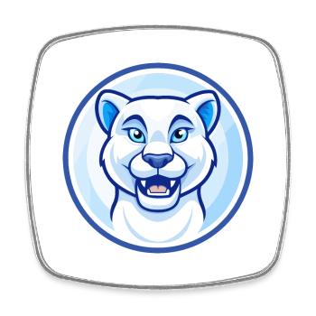 Cougar Blue Kawaii Cartoon Character Clipart Pet - Square fridge magnet - white - Front
