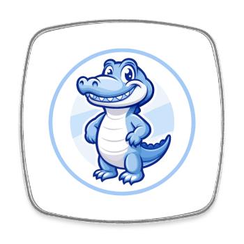 Crocodile Bleu Kawaii Dessin Animé Personnage Clipart - Magnet carré - blanc - Devant