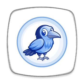 Krähe Blau Kawaii Cartoon Figur Clipart Haustier - Viereckiger Kühlschrankmagnet - Weiß - Vorne