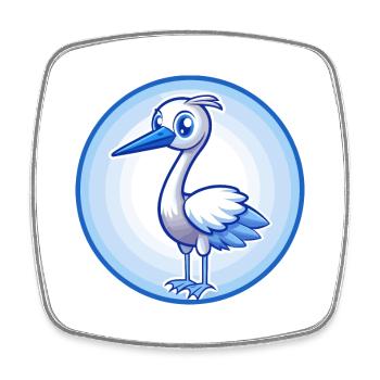 grue bleu kawaii dessin animé personnage clipart animal de compagnie - Magnet carré - blanc - Devant