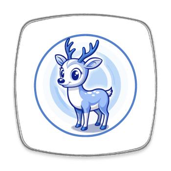 Deer Blue Kawaii Cartoon Character Clipart Pet - Square fridge magnet - white - Front