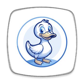 Ente Blau Kawaii Cartoon Figur Clipart Haustier - Viereckiger Kühlschrankmagnet - Weiß - Vorne