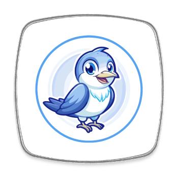 Cuckoo Bird Blue Kawaii Cartoon Character Clipart - Square fridge magnet - white - Front