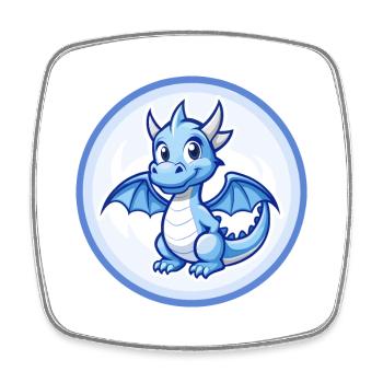 Drache Blau Kawaii Cartoon Figur Clipart Haustier - Viereckiger Kühlschrankmagnet - Weiß - Vorne