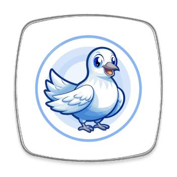 Taube Blau Kawaii Cartoon Figur Clipart Haustier - Viereckiger Kühlschrankmagnet - Weiß - Vorne