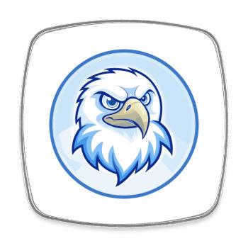 Hawk Blue Kawaii Dessin animé Personnage Clipart Animal de compagnie - Magnet carré - blanc - Devant