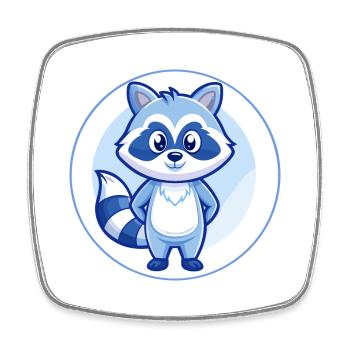raton laveur bleu kawaii dessin animé personnage clipart animal de compagnie - Magnet carré - blanc - Devant