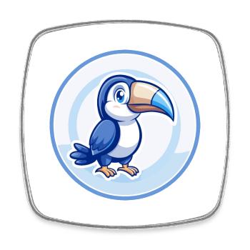 Tukan Blau Kawaii Cartoon Figur Clipart Haustier - Viereckiger Kühlschrankmagnet - Weiß - Vorne