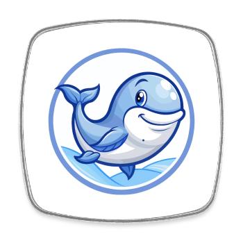 Whale Blue Kawaii Cartoon Character Clipart Pet - Square fridge magnet - white - Front