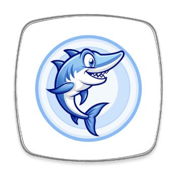 Barracuda Blue Kawaii Dessin animé Personnage Clipart - Magnet carré - blanc - Devant