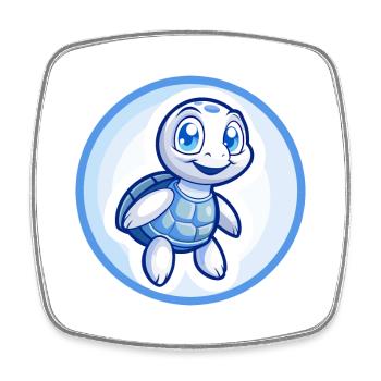 Turtle Blue Kawaii Cartoon Character Clipart Pet - Square fridge magnet - white - Front
