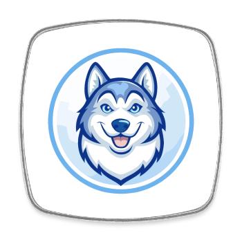 Husky chien bleu Kawaii dessin animé Personnage Clipart - Magnet carré - blanc - Devant