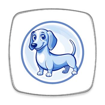 Dachshund Dog Blue Cute Kawaii Cartoon Clipart Pet - Square fridge magnet - white - Front