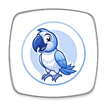 Papagei Blau Kawaii Cartoon Figur Clipart Haustier - Viereckiger Kühlschrankmagnet - Weiß - Vorne