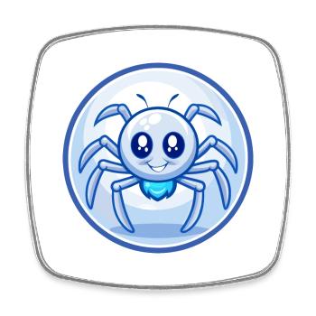 araignée bleu kawaii dessin animé personnage clipart animal de compagnie - Magnet carré - blanc - Devant