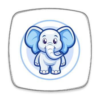 Elefant Blau Kawaii Cartoon Figur Clipart Haustier - Viereckiger Kühlschrankmagnet - Weiß - Vorne