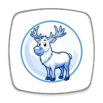 Elk Bleu Mignon Kawaii Dessin animé Personnage Clipart Animal de compagnie - Magnet carré - blanc - Devant