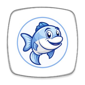 Fish Blue Kawaii Cartoon Character Clipart Pet - Square fridge magnet - white - Front