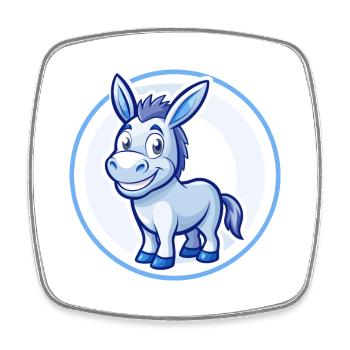 Âne Bleu Kawaii Dessin Animé Personnage Clipart Animal de compagnie - Magnet carré - blanc - Devant