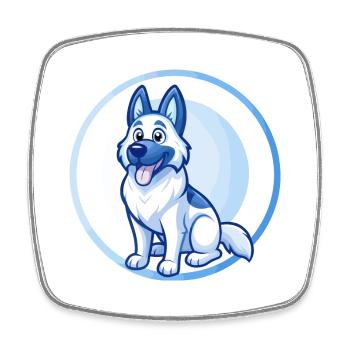 German Shepherd Dog Blue Kawaii Cartoon Character - Square fridge magnet - white - Front