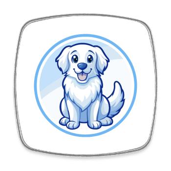 Golden Retriever Hund Blau Kawaii Zeichentrickfigur - Viereckiger Kühlschrankmagnet - Weiß - Vorne