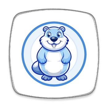 Groundhog Blue Kawaii Cartoon Character Clipart - Square fridge magnet - white - Front