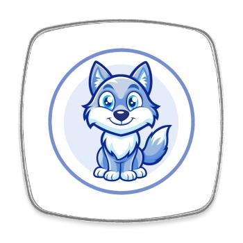 loup bleu kawaii dessin animé personnage clipart animal de compagnie - Magnet carré - blanc - Devant