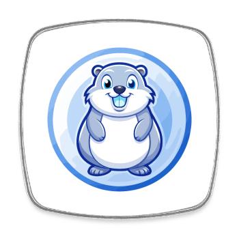 Gopher Blue Kawaii Cartoon Character Clipart Pet - Square fridge magnet - white - Front