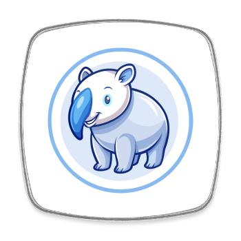 Tapir Blue Kawaii Cartoon Character Clipart Pet - Square fridge magnet - white - Front