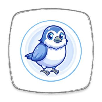 Spatz Blau Kawaii Cartoon Figur Clipart Haustier - Viereckiger Kühlschrankmagnet - Weiß - Vorne