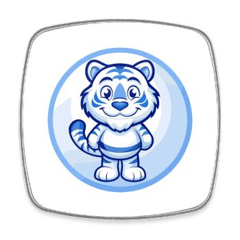 Tiger Blau Kawaii Cartoon Figur Clipart Haustier - Viereckiger Kühlschrankmagnet - Weiß - Vorne
