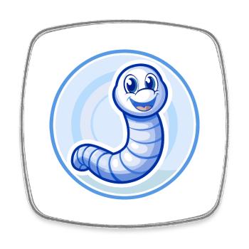 Regenwurm Blau Kawaii Cartoon Figur Clipart - Viereckiger Kühlschrankmagnet - Weiß - Vorne