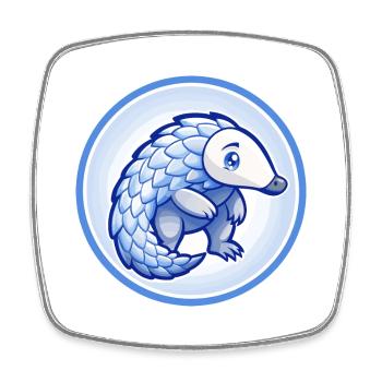 Pangolin Blue Kawaii Cartoon Character Clipart Pet - Square fridge magnet - white - Front