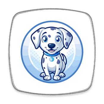 Chien Dalmatien Bleu Mignon Kawaii Dessin animé Clipart Animal de compagnie - Magnet carré - blanc - Devant