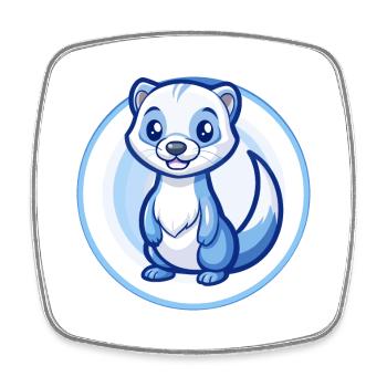 Furet Bleu Kawaii Dessin Animé Personnage Clipart Animal de compagnie - Magnet carré - blanc - Devant