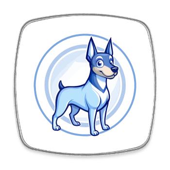 German Pinscher Dog Blue Kawaii Cartoon Character - Square fridge magnet - white - Front